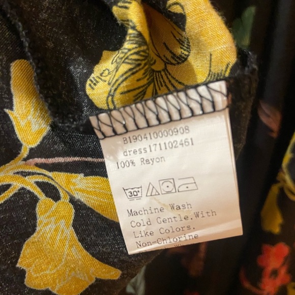 Floral 🖤 Mini Dress Boho Black Medium - Picture 4 of 6